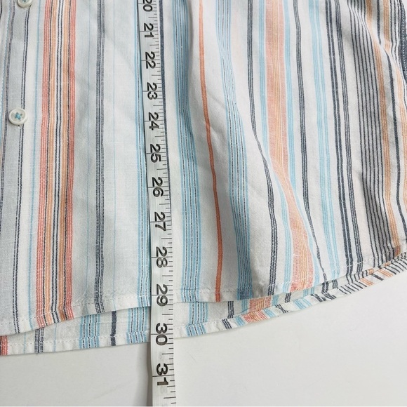 Paradise Collection linen cotton stripe button front‎ shirt men's size XL - Picture 7 of 9